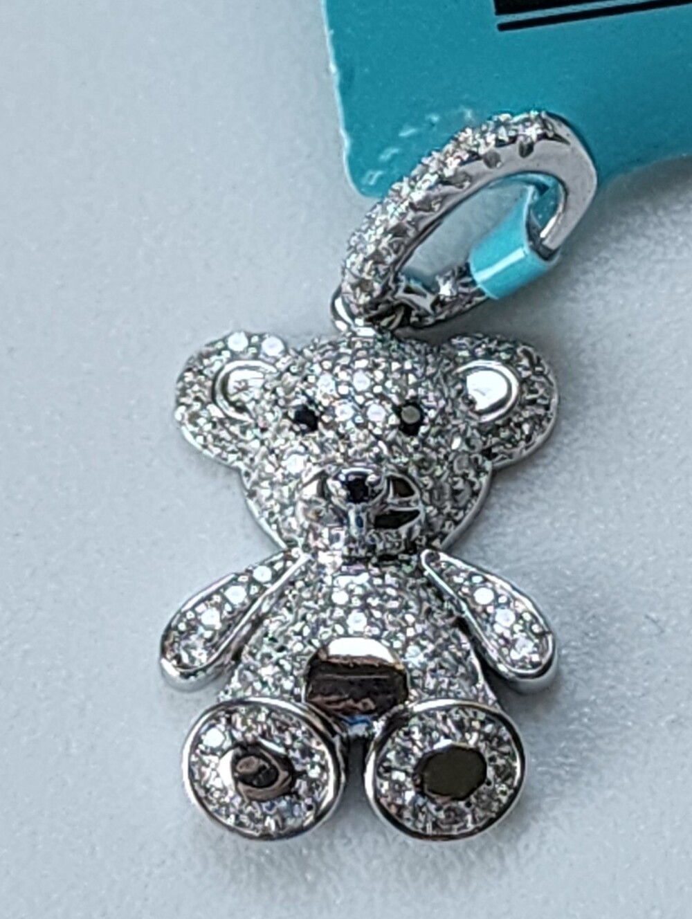 S925 & Moissanite 💎 Sparkling Silver 🧸Teddy Bear Pendant .56 Carat VVSD NEW!